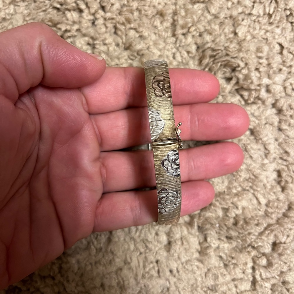 Floral Patterned Bangle Bracelet - image 1